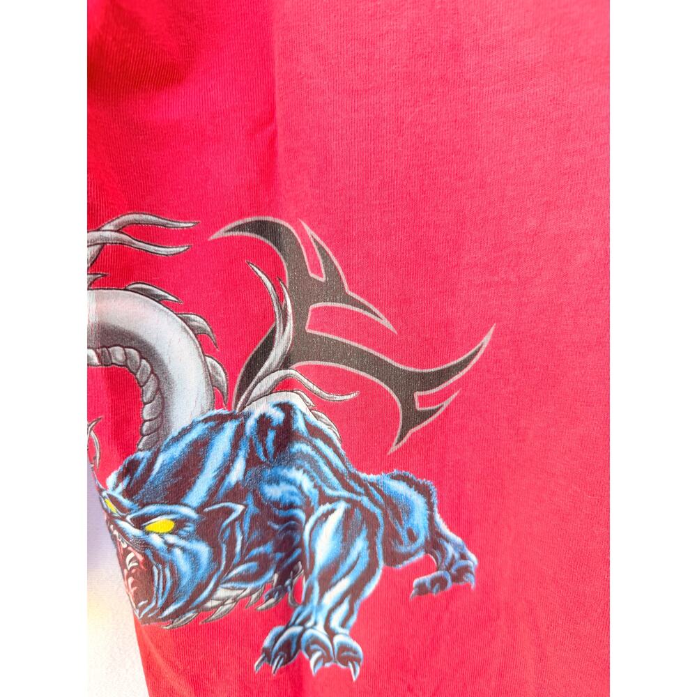 Starter Long Sleeve Shirt Mens Medium Red Graphic Dragon Shirt - Picture 7 of 7